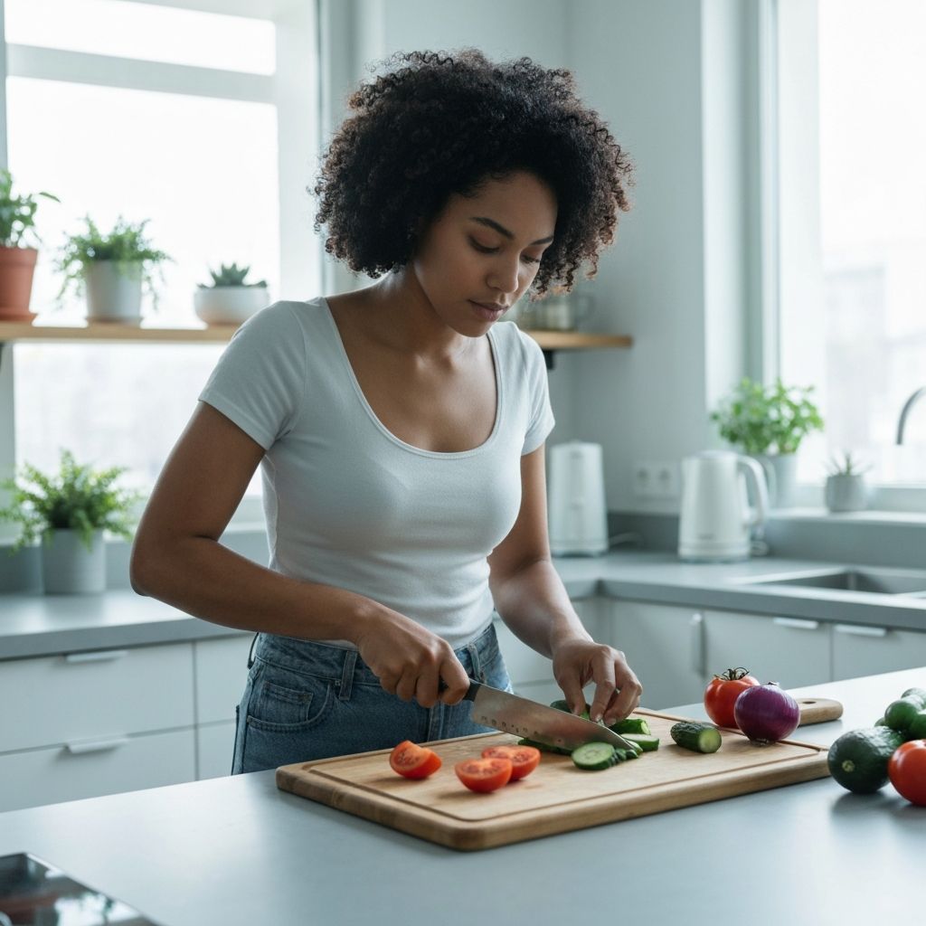 Person preparing a healthy meal mindfully