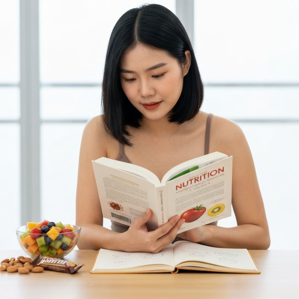 Person reading about nutrition
